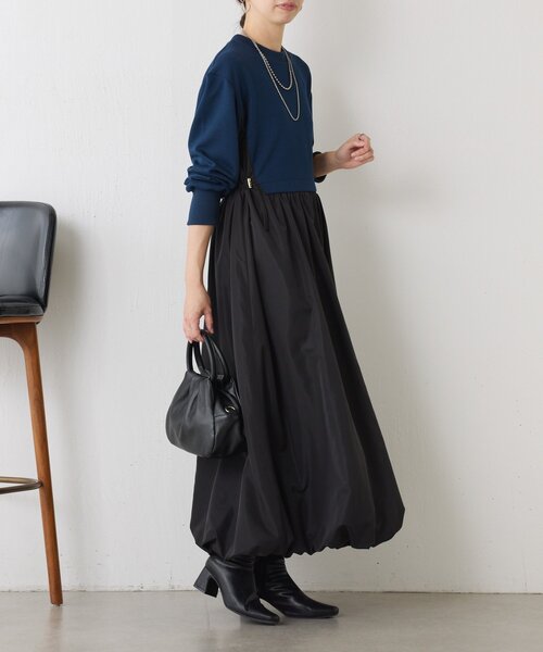 Jena espace merveilleux（ジェナ　エスパスメルヴェイユ）の「ダンボール切替バルーンワンピース（ワンピース・レディース・グレー/ネイビー・FREE）」の2枚目の写真