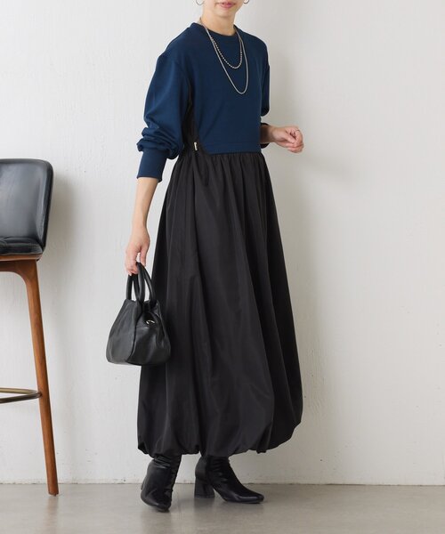 Jena espace merveilleux（ジェナ　エスパスメルヴェイユ）の「ダンボール切替バルーンワンピース（ワンピース・レディース・グレー/ネイビー・FREE）」の6枚目の写真