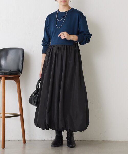 Jena espace merveilleux（ジェナ　エスパスメルヴェイユ）の「ダンボール切替バルーンワンピース（ワンピース・レディース・グレー/ネイビー・FREE）」の7枚目の写真