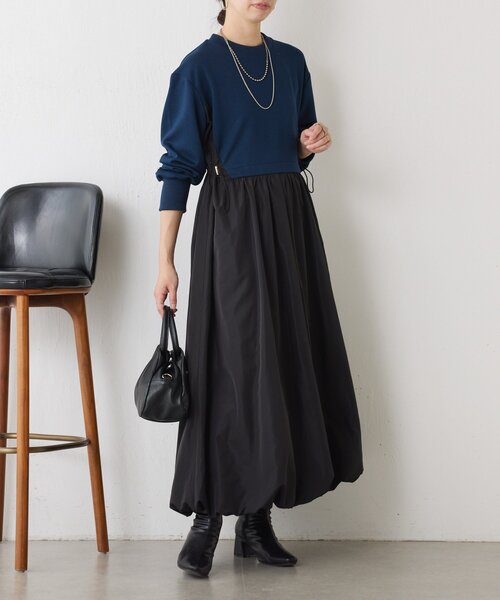 Jena espace merveilleux（ジェナ　エスパスメルヴェイユ）の「ダンボール切替バルーンワンピース（ワンピース・レディース・グレー/ネイビー・FREE）」の8枚目の写真