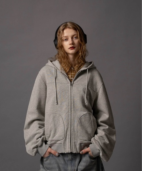 Cut-off Short Zip Hoodie - カットオフショートジップパーカー