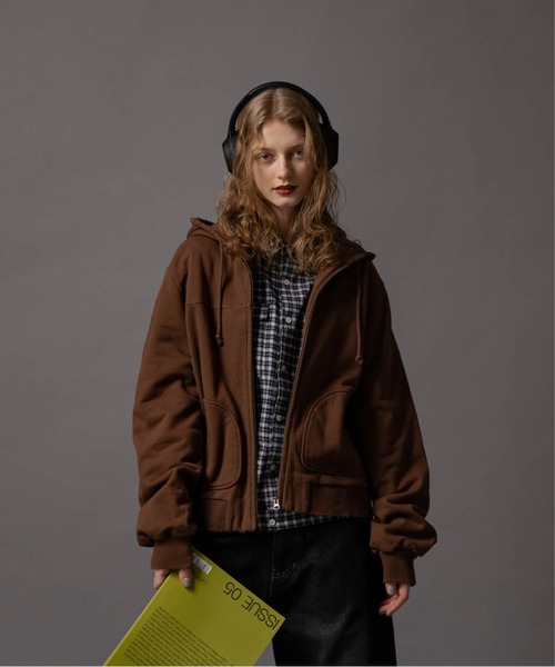 soleswag フーディ パーカー ブラウン Lサイズ　完売品 Cut-off Short Zip Hoodie - カットオフショートジップパーカー