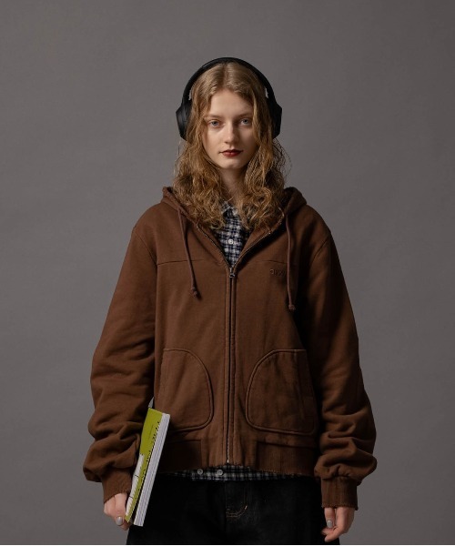 Cut-off Short Zip Hoodie - カットオフショートジップパーカー