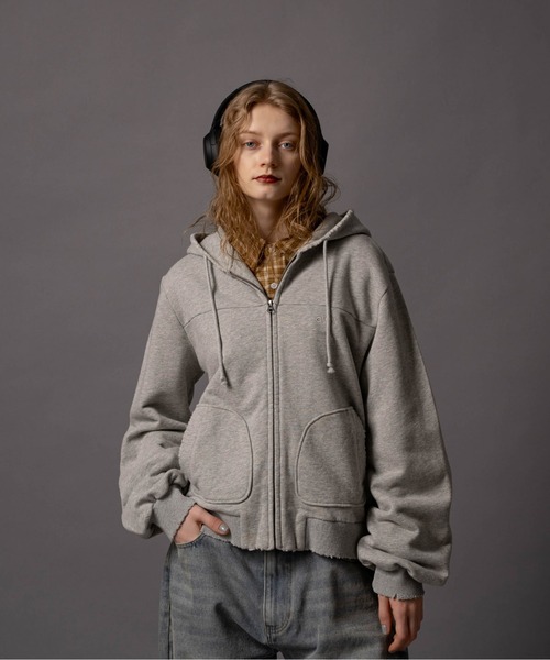 Cut-off Short Zip Hoodie - カットオフショートジップパーカー