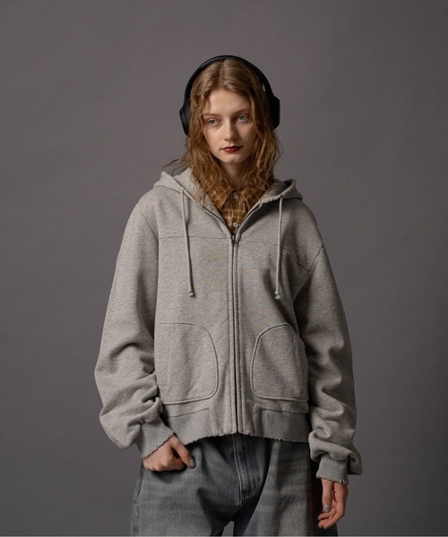 Cut-off Short Zip Hoodie - カットオフショートジップパーカー