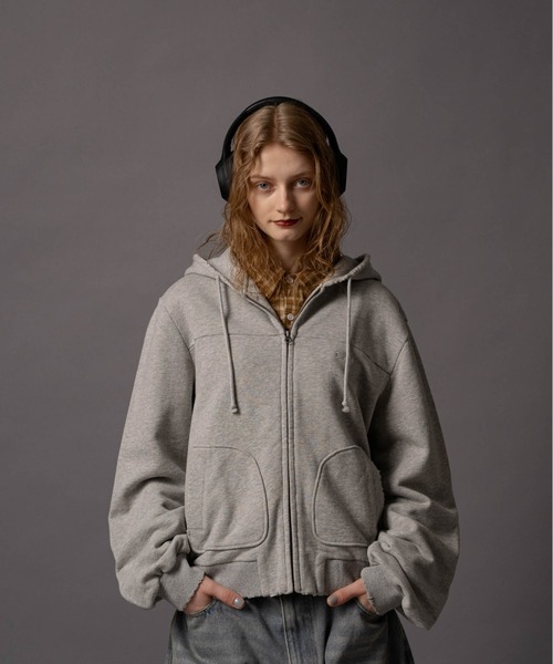 Cut-off Short Zip Hoodie - カットオフショートジップパーカー