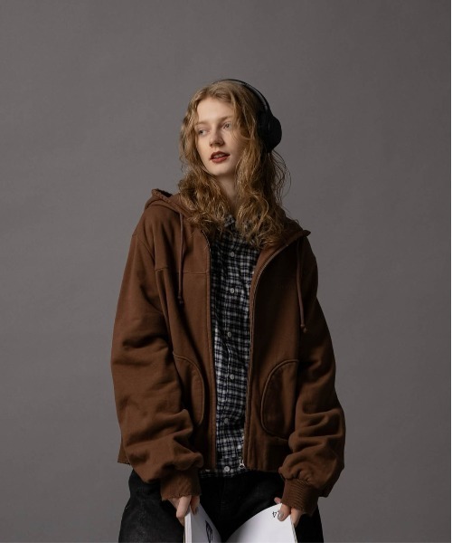 Cut-off Short Zip Hoodie - カットオフショートジップパーカー