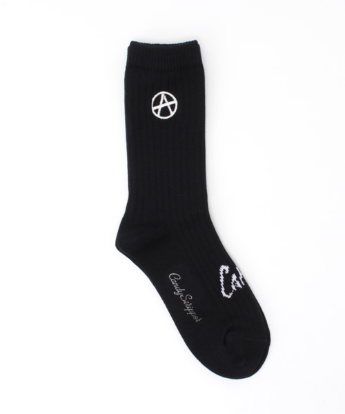 Candy Stripper（キャンディストリッパー）の「ANARCHY CANDY RIB SOCKS（ソックス/靴下・レディース・ブラック/オフホワイト/レッド・FREE）」の2枚目の写真