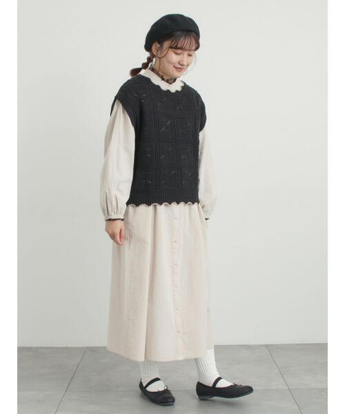 Samansa Mos2（サマンサ モスモス）の「ドットチュール切り替えカットソー（Tシャツ/カットソー・レディース・ブラック/グレー/オフホワイト・F）」の12枚目の写真