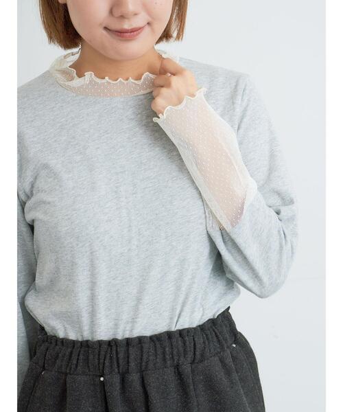 Samansa Mos2（サマンサ モスモス）の「ドットチュール切り替えカットソー（Tシャツ/カットソー・レディース・ブラック/グレー/オフホワイト・F）」の14枚目の写真