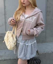 continuer de NICE CLAUP（コンティニューデナイスクラップ）の「レースロゴ丈違いパーカー（パーカー）」