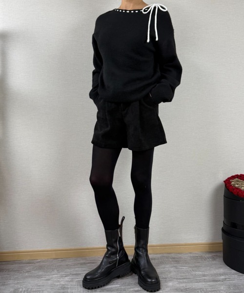 gossip!ロサンゼルス(ゴシップロサンゼルス)の「フロントタック コーデュロイショートパンツ(その他パンツ・レディース・ブラウン/ブラック・M/L)」の4枚目の写真