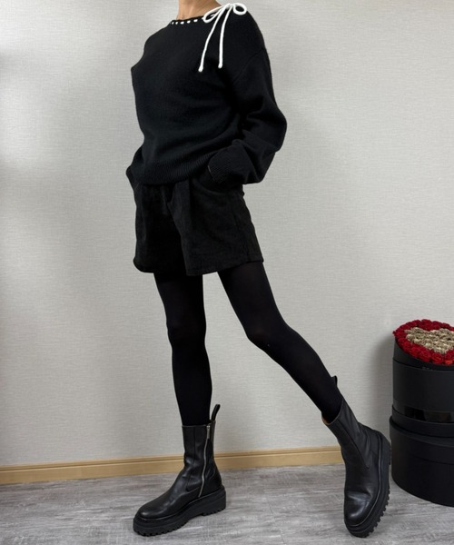 gossip!ロサンゼルス(ゴシップロサンゼルス)の「フロントタック コーデュロイショートパンツ(その他パンツ・レディース・ブラウン/ブラック・M/L)」の5枚目の写真