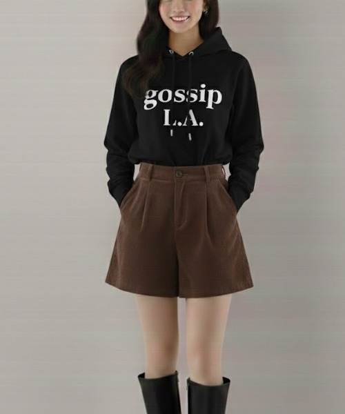gossip!ロサンゼルス(ゴシップロサンゼルス)の「フロントタック コーデュロイショートパンツ(その他パンツ・レディース・ブラウン/ブラック・M/L)」の16枚目の写真