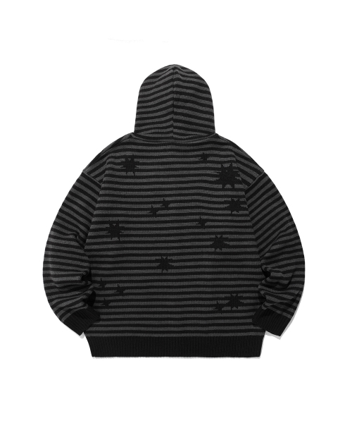 ISTKUNST(イストクンスト)の「STAR STRIPE KNIT HOOD ZIP UP_BLACK(IK2FFMK681A)(パーカー・レディース・ブラック・L/M/S)」の3枚目の写真