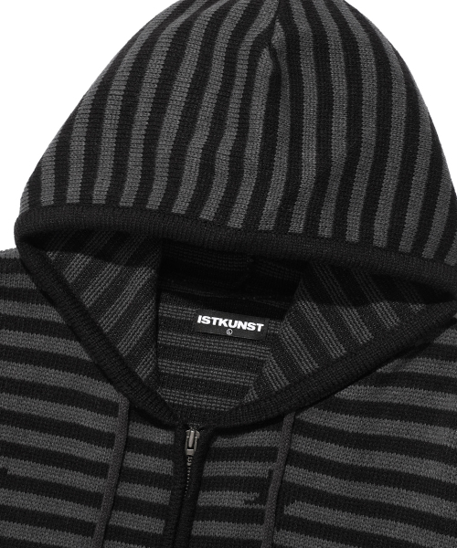 ISTKUNST(イストクンスト)の「STAR STRIPE KNIT HOOD ZIP UP_BLACK(IK2FFMK681A)(パーカー・レディース・ブラック・L/M/S)」の4枚目の写真