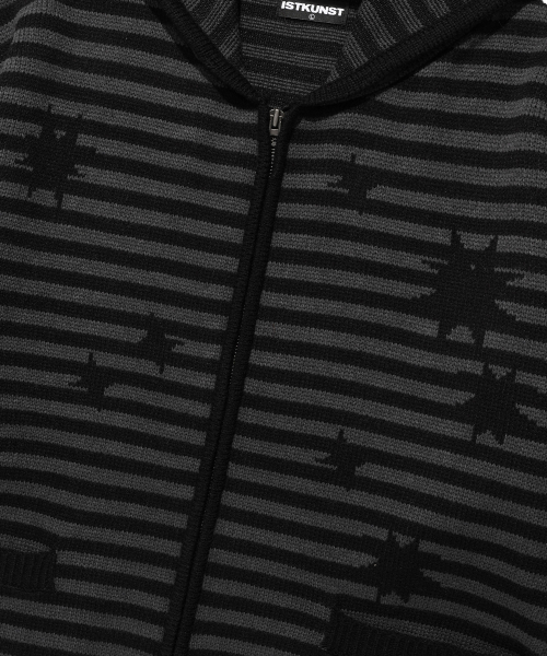 ISTKUNST(イストクンスト)の「STAR STRIPE KNIT HOOD ZIP UP_BLACK(IK2FFMK681A)(パーカー・レディース・ブラック・L/M/S)」の5枚目の写真