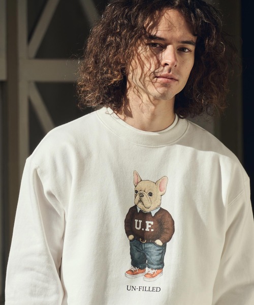 UN-FILLED（アンフィルド）の「msw1842- UF DOG CN SWEAT スウェット（フレンチブルドッグ）(SDUF-2605FBD)（スウェット・メンズ・グレー/ホワイト・XL/L/M）」の7枚目の写真