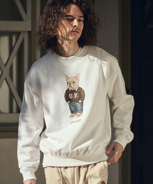UN-FILLED（アンフィルド）の「msw1842- UF DOG CN SWEAT スウェット（フレンチブルドッグ）(SDUF-2605FBD)（スウェット・メンズ・グレー/ホワイト・XL/L/M）」の8枚目の写真