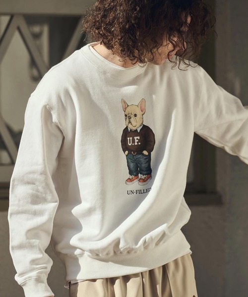 UN-FILLED（アンフィルド）の「msw1842- UF DOG CN SWEAT スウェット（フレンチブルドッグ）(SDUF-2605FBD)（スウェット・メンズ・グレー/ホワイト・XL/L/M）」の9枚目の写真