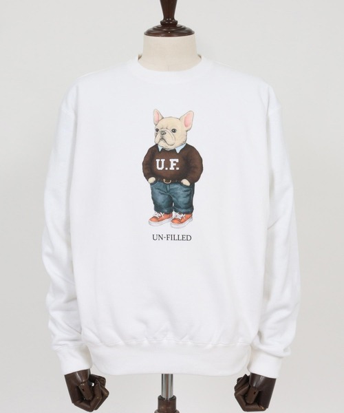 UN-FILLED（アンフィルド）の「msw1842- UF DOG CN SWEAT スウェット（フレンチブルドッグ）(SDUF-2605FBD)（スウェット・メンズ・グレー/ホワイト・XL/L/M）」の13枚目の写真