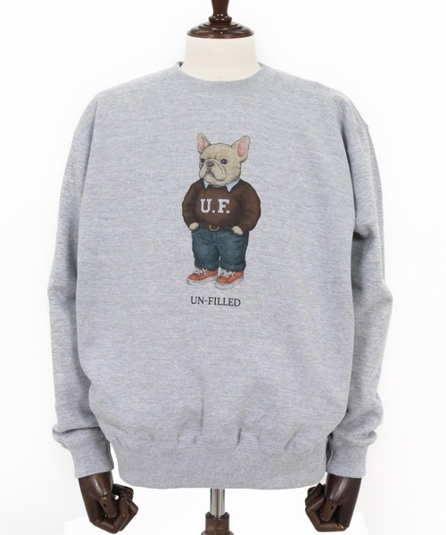 UN-FILLED（アンフィルド）の「msw1842- UF DOG CN SWEAT スウェット（フレンチブルドッグ）(SDUF-2605FBD)（スウェット・メンズ・グレー/ホワイト・XL/L/M）」の15枚目の写真