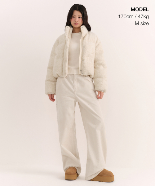 MUSINSA STANDARD WOMAN（ムシンサスタンダードウーマン）の「ウィメンズブークルショートパディングジャケット[クリーム]（ダウンジャケット/コート・レディース・その他・SMALL/MEDIUM/LARGE/X-SMALL）」の2枚目の写真