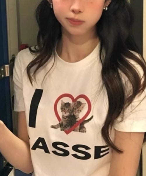 SHEPP（シープ）の「【26年春夏新作】半袖キャットプリントアソートTシャツ（Tシャツ/カットソー・レディース・C/D/E/A/B・M/L）」の4枚目の写真
