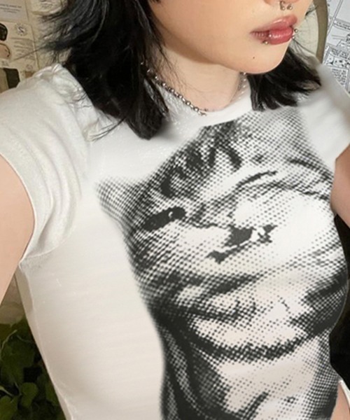 SHEPP（シープ）の「【26年春夏新作】半袖キャットプリントアソートTシャツ（Tシャツ/カットソー・レディース・C/D/E/A/B・M/L）」の17枚目の写真