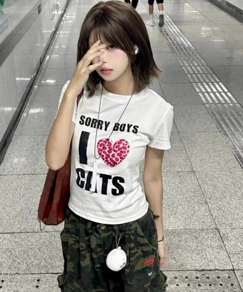 SHEPP（シープ）の「【26年春夏新作】半袖キャットプリントアソートTシャツ（Tシャツ/カットソー・レディース・C/D/E/A/B・M/L）」の22枚目の写真