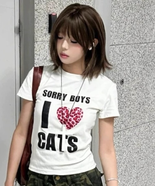 SHEPP（シープ）の「【26年春夏新作】半袖キャットプリントアソートTシャツ（Tシャツ/カットソー・レディース・C/D/E/A/B・M/L）」の21枚目の写真