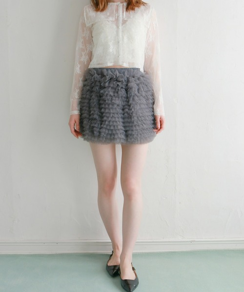 mic by Olu.（ミックバイオルドット）の「＜ ZOZOTOWN限定 ＞ミリーチュールスカート（スカート・レディース・アイボリー/ブラック/グレー・FREE）」の18枚目の写真