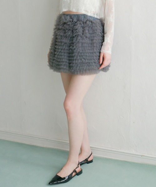 mic by Olu.（ミックバイオルドット）の「＜ ZOZOTOWN限定 ＞ミリーチュールスカート（スカート・レディース・アイボリー/ブラック/グレー・FREE）」の19枚目の写真