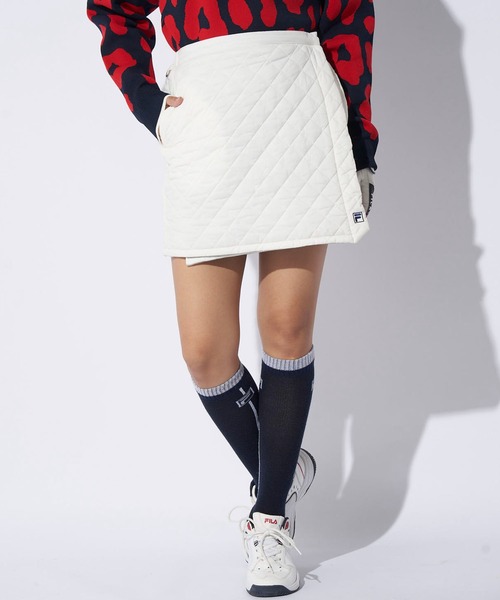 FILA GOLF(フィラゴルフ )の「FILA GOLF フィラゴルフ 中綿 キルト ラップスカート ゴルフウェア(スカート・レディース・オフホワイト/ライトグレー・FREE)」の2枚目の写真