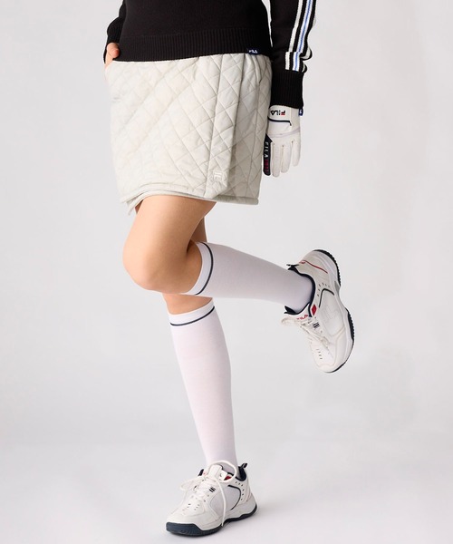 FILA GOLF(フィラゴルフ )の「FILA GOLF フィラゴルフ 中綿 キルト ラップスカート ゴルフウェア(スカート・レディース・オフホワイト/ライトグレー・FREE)」の1枚目の写真