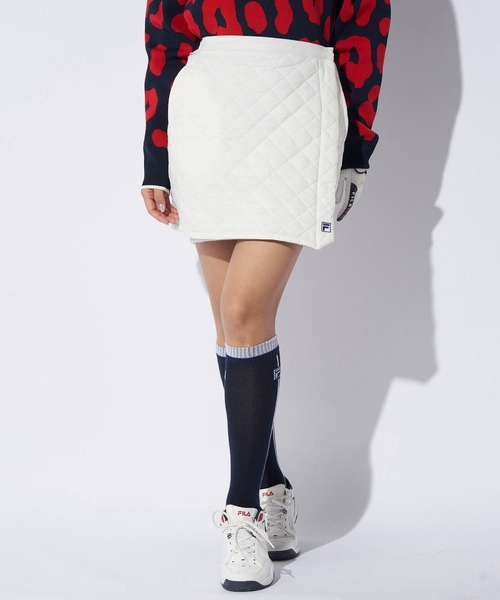 FILA GOLF(フィラゴルフ )の「FILA GOLF フィラゴルフ 中綿 キルト ラップスカート ゴルフウェア(スカート・レディース・オフホワイト/ライトグレー・FREE)」の3枚目の写真