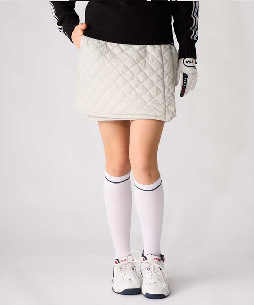 FILA GOLF(フィラゴルフ )の「FILA GOLF フィラゴルフ 中綿 キルト ラップスカート ゴルフウェア(スカート・レディース・オフホワイト/ライトグレー・FREE)」の8枚目の写真