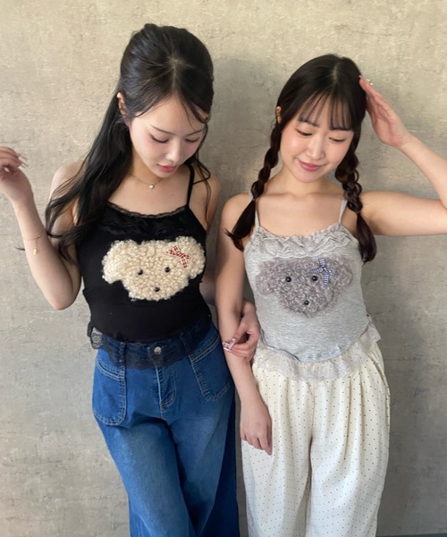 Mejoul(メジュール)の「【2026春夏新作】立体ドッグモチーフフリルキャミソール(キャミソール・レディース・ブラック/アイボリー/グレー/ホワイト・F)」の18枚目の写真