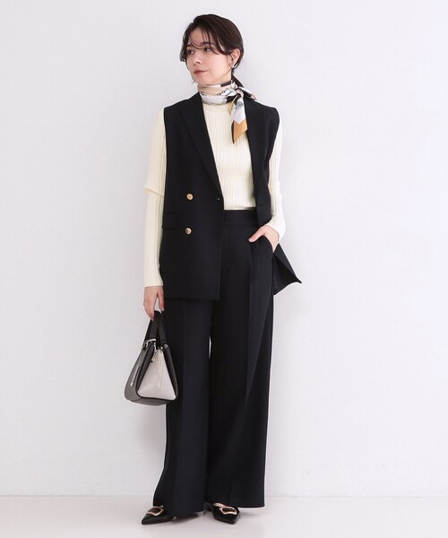 OPAQUE.CLIP（オペークドットクリップ）の「ランダムリブハイネックニット【洗濯機OK】（ニット/セーター・レディース・イエロー系その他/オフホワイト/ネイビー・40/38）」の6枚目の写真