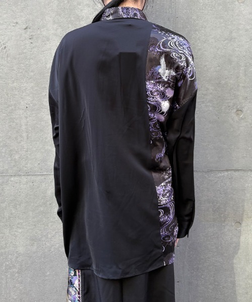 REZEN(リゼン)の「鶴×月プリントシャツ(シャツ/ブラウス・メンズ・レッドパープル/ピンク/ローズ・LARGE/MEDIUM)」の6枚目の写真