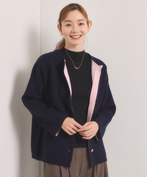 ITS'DEMO（イッツデモ）の「【手洗い可】Wフェイスニットコーディガン（カーディガン/ボレロ・レディース・サックスブルー/ライトグレー/ネイビー/アイボリー・00）」の3枚目の写真