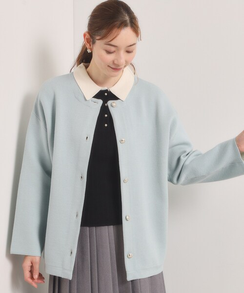 ITS'DEMO（イッツデモ）の「【手洗い可】Wフェイスニットコーディガン（カーディガン/ボレロ・レディース・サックスブルー/ライトグレー/ネイビー/アイボリー・00）」の4枚目の写真