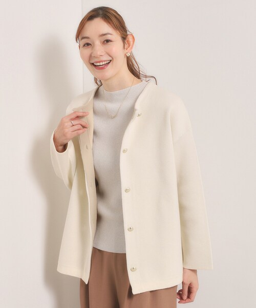 ITS'DEMO（イッツデモ）の「【手洗い可】Wフェイスニットコーディガン（カーディガン/ボレロ・レディース・サックスブルー/ライトグレー/ネイビー/アイボリー・00）」の2枚目の写真