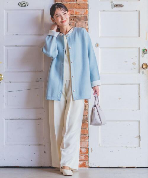 ITS'DEMO（イッツデモ）の「【手洗い可】Wフェイスニットコーディガン（カーディガン/ボレロ・レディース・サックスブルー/ライトグレー/ネイビー/アイボリー・00）」の17枚目の写真