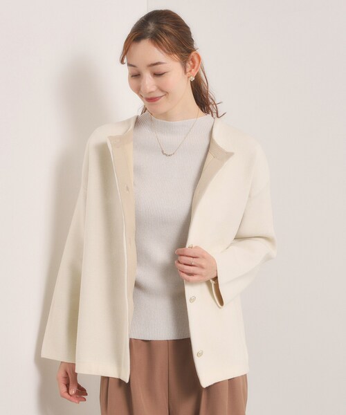 ITS'DEMO（イッツデモ）の「【手洗い可】Wフェイスニットコーディガン（カーディガン/ボレロ・レディース・サックスブルー/ライトグレー/ネイビー/アイボリー・00）」の21枚目の写真