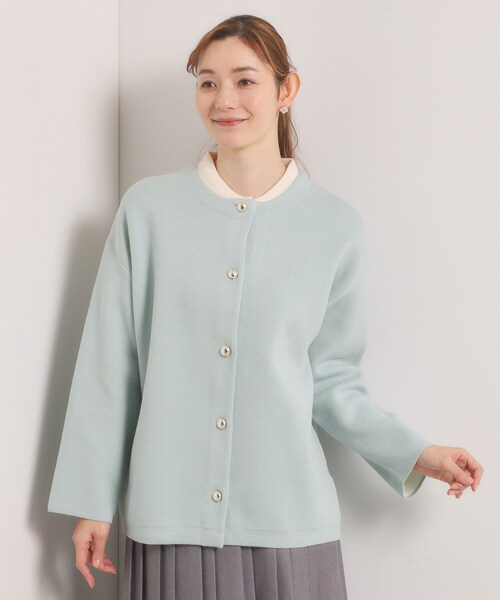 ITS'DEMO（イッツデモ）の「【手洗い可】Wフェイスニットコーディガン（カーディガン/ボレロ・レディース・サックスブルー/ライトグレー/ネイビー/アイボリー・00）」の10枚目の写真