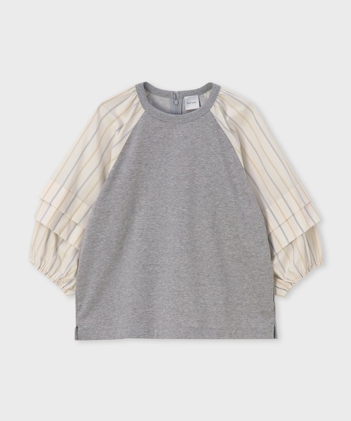 Paul Smith（ポールスミス）の「ウィメンズ フラップスリーブ コンビネーション カットソー / 165120 J281（Tシャツ/カットソー・レディース・ブラック/グレー/オフホワイト・MEDIUM）」の3枚目の写真