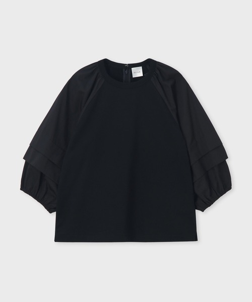 Paul Smith（ポールスミス）の「ウィメンズ フラップスリーブ コンビネーション カットソー / 165120 J281（Tシャツ/カットソー・レディース・ブラック/グレー/オフホワイト・MEDIUM）」の2枚目の写真