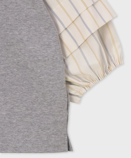 Paul Smith（ポールスミス）の「ウィメンズ フラップスリーブ コンビネーション カットソー / 165120 J281（Tシャツ/カットソー・レディース・ブラック/グレー/オフホワイト・MEDIUM）」の11枚目の写真