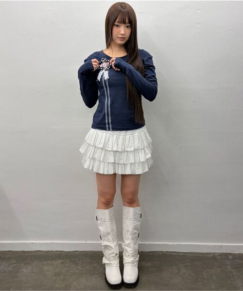 LUVISTRUE（ラヴイズトゥルー）の「EL ROSETTE SHIRRING TEE(NAVY)（Tシャツ/カットソー・レディース・その他・FREE）」の8枚目の写真